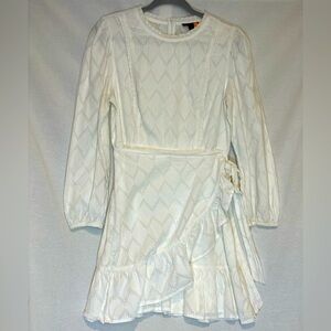 J. Crew Puff Sleeve Wrap Dress Lace Trim Women's Cotton Voile Fabric Size Medium